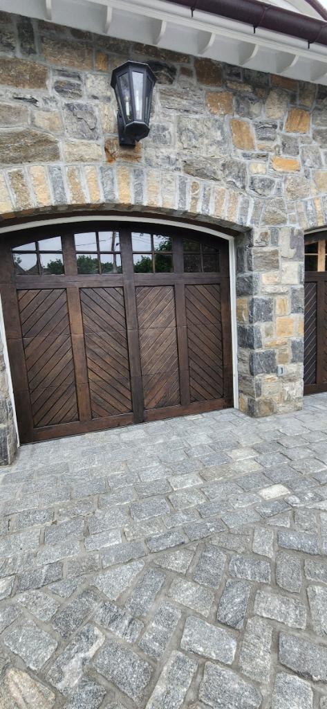 Walnut carriage house garage door installation