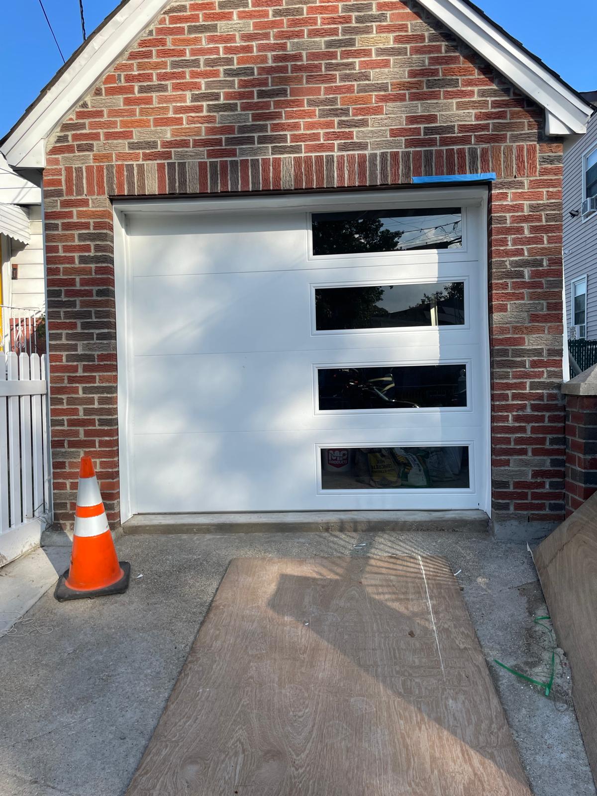 Fresh white garage door installation